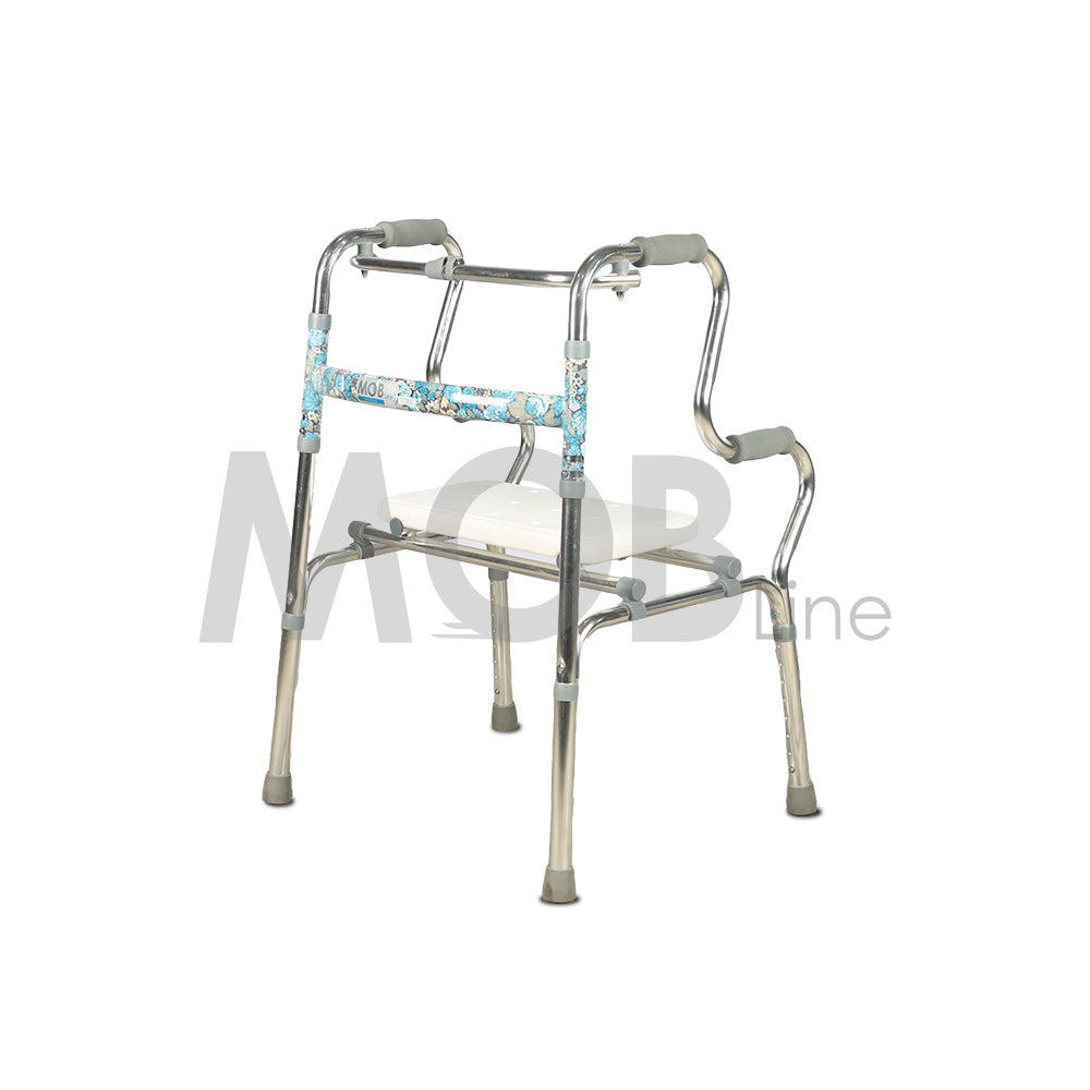 Cureline MOBLINE - DOUBLE HANDED ALUMINUM WALKER WITH SHOWER SEAT