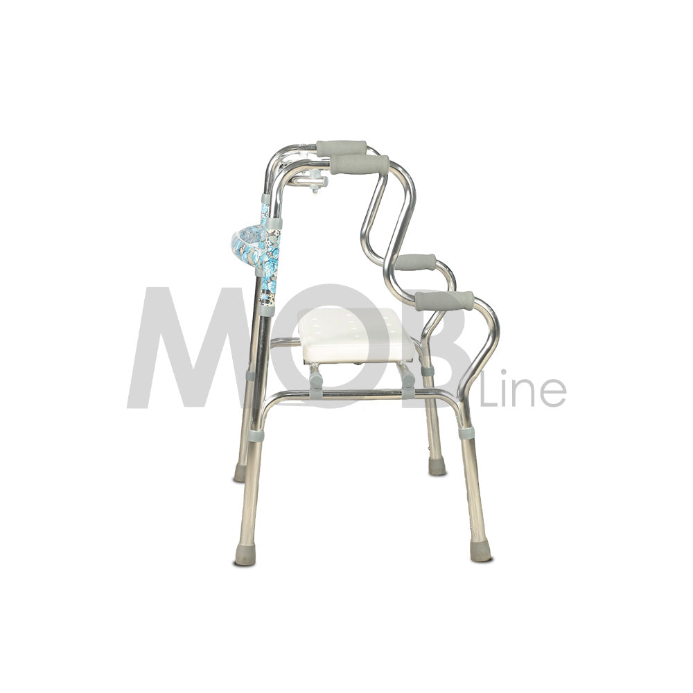 Cureline MOBLINE - DOUBLE HANDED ALUMINUM WALKER WITH SHOWER SEAT