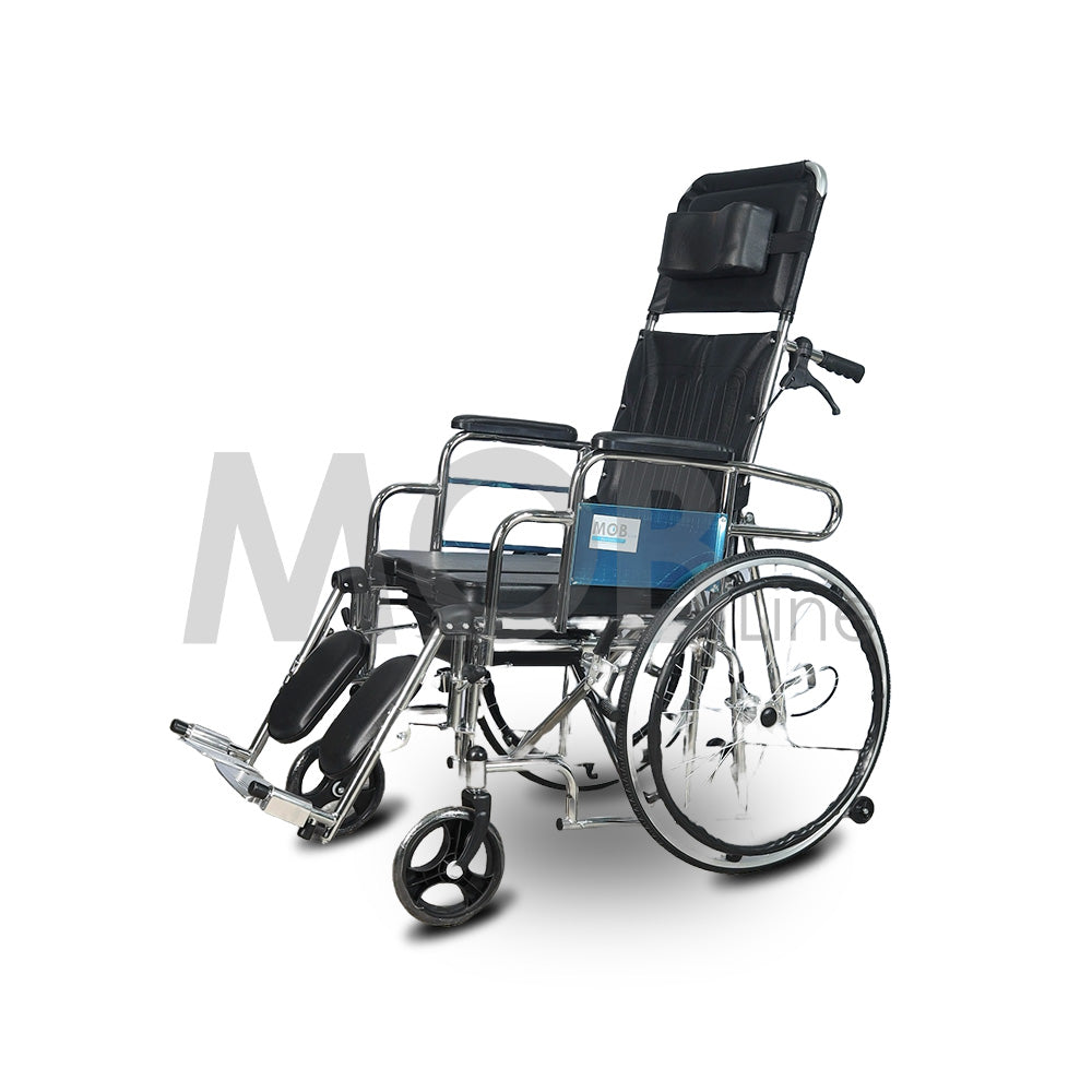 Cureline MOBLINE - STEEL RECLINING AND ELEVATING COMMODE WHEELCHAIR